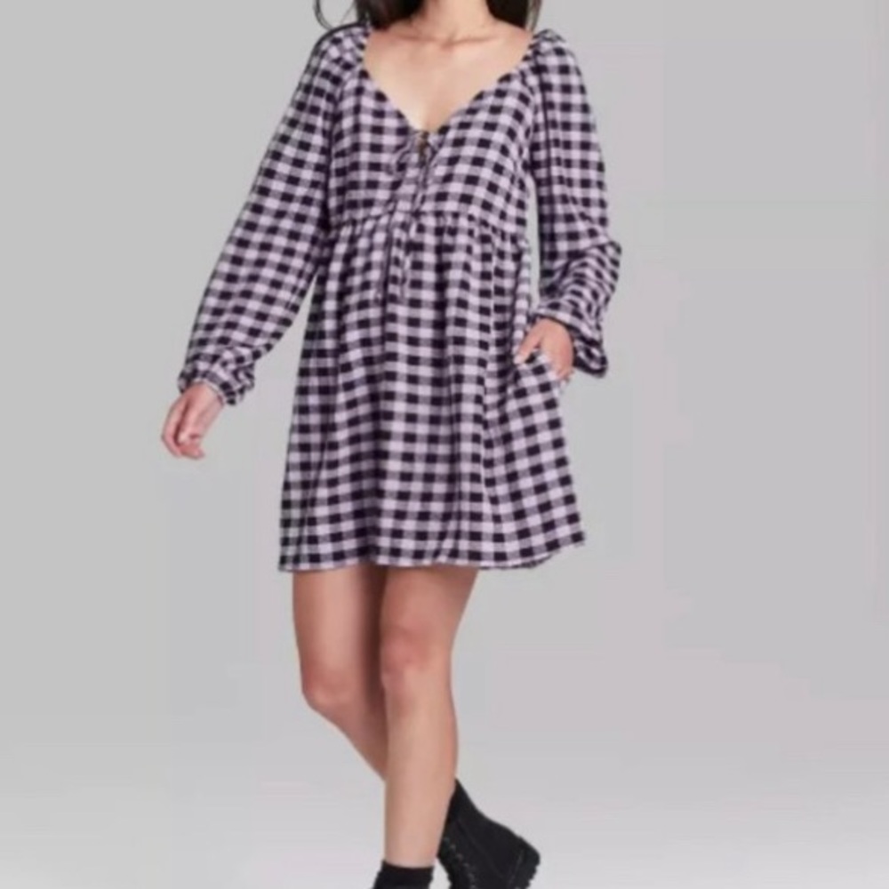 Wild Fable Black and White Checkered Mini Dress